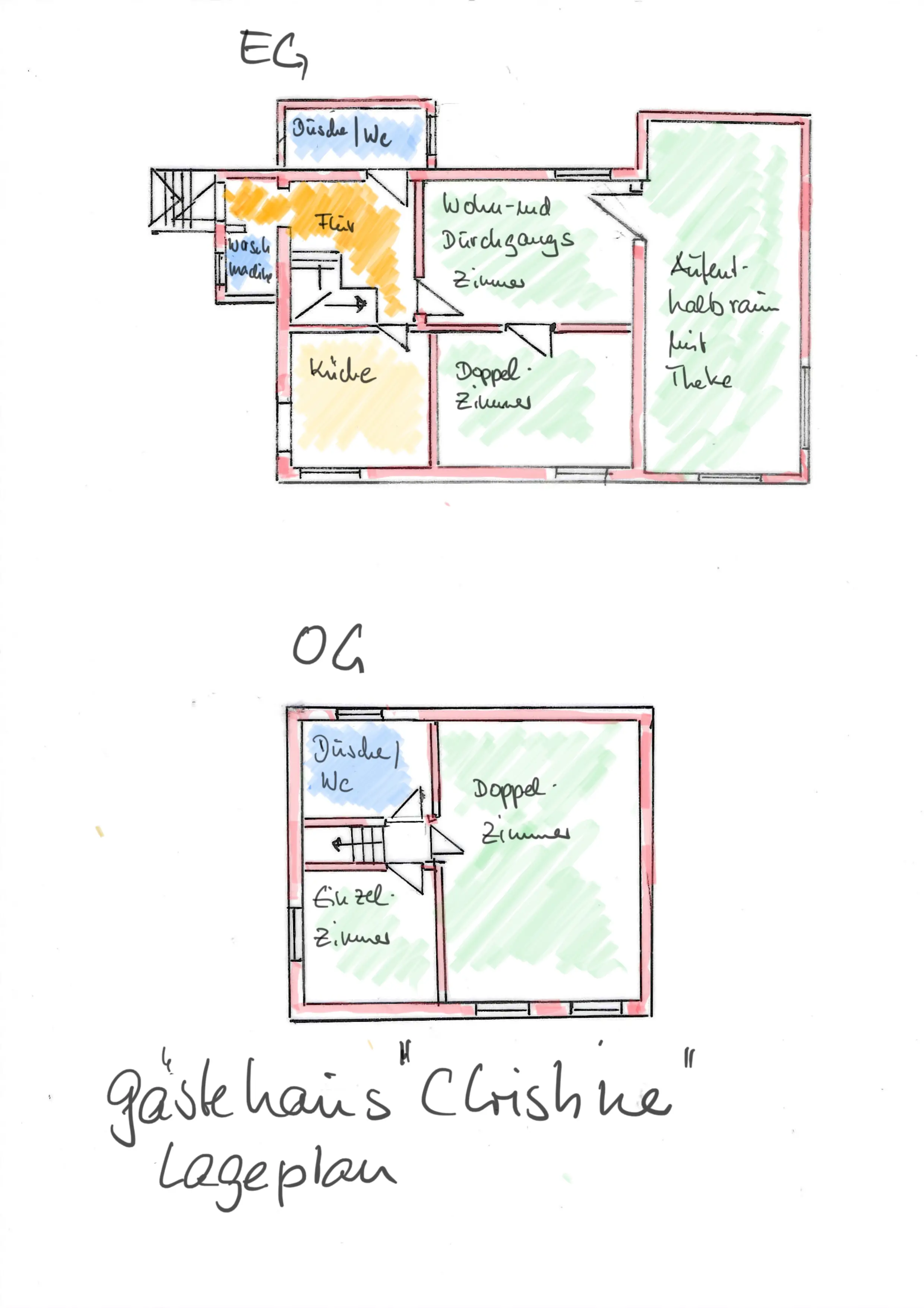 Gästehaus Grundriss Skizze